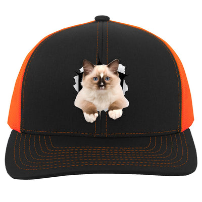 Ragdoll Cutie - Black/Neon Orange 104C Trucker Snap Back