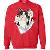 Black & White Reaching Cat Crewneck Pullover Sweatshirt