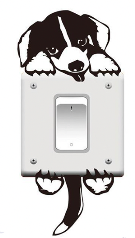 Black Puppy Switch/Wall Sticker Decal (3 Pack)