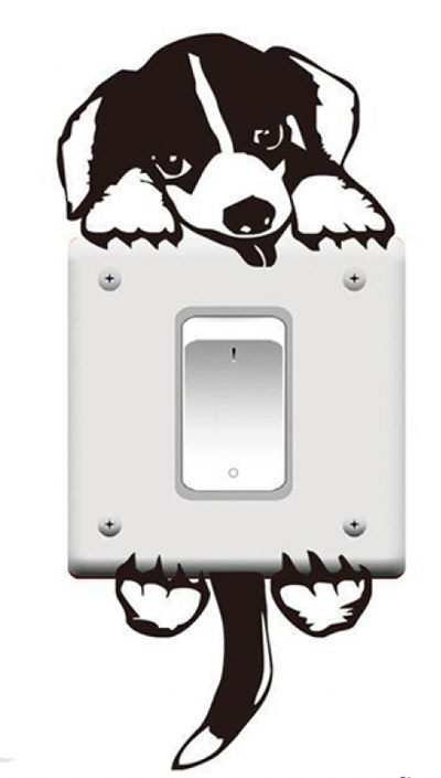 Black Puppy Switch/Wall Sticker Decal (3 Pack)