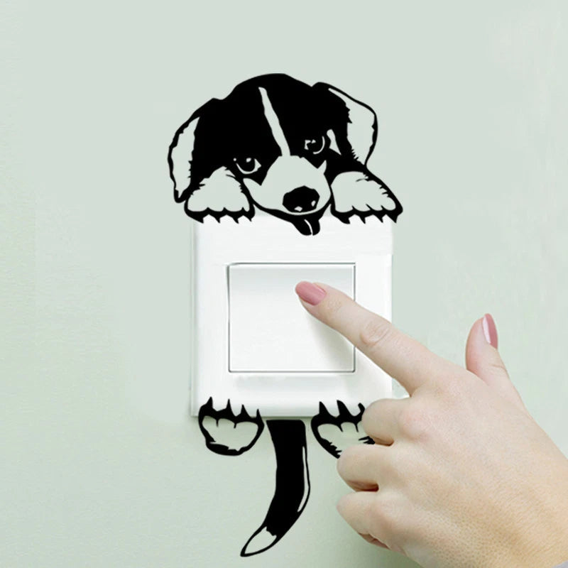 Black Puppy Switch/Wall Sticker Decal (3 Pack)