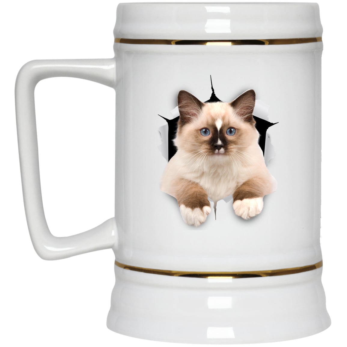 Ragdoll Cutie - White 22217 Beer Stein 22oz.