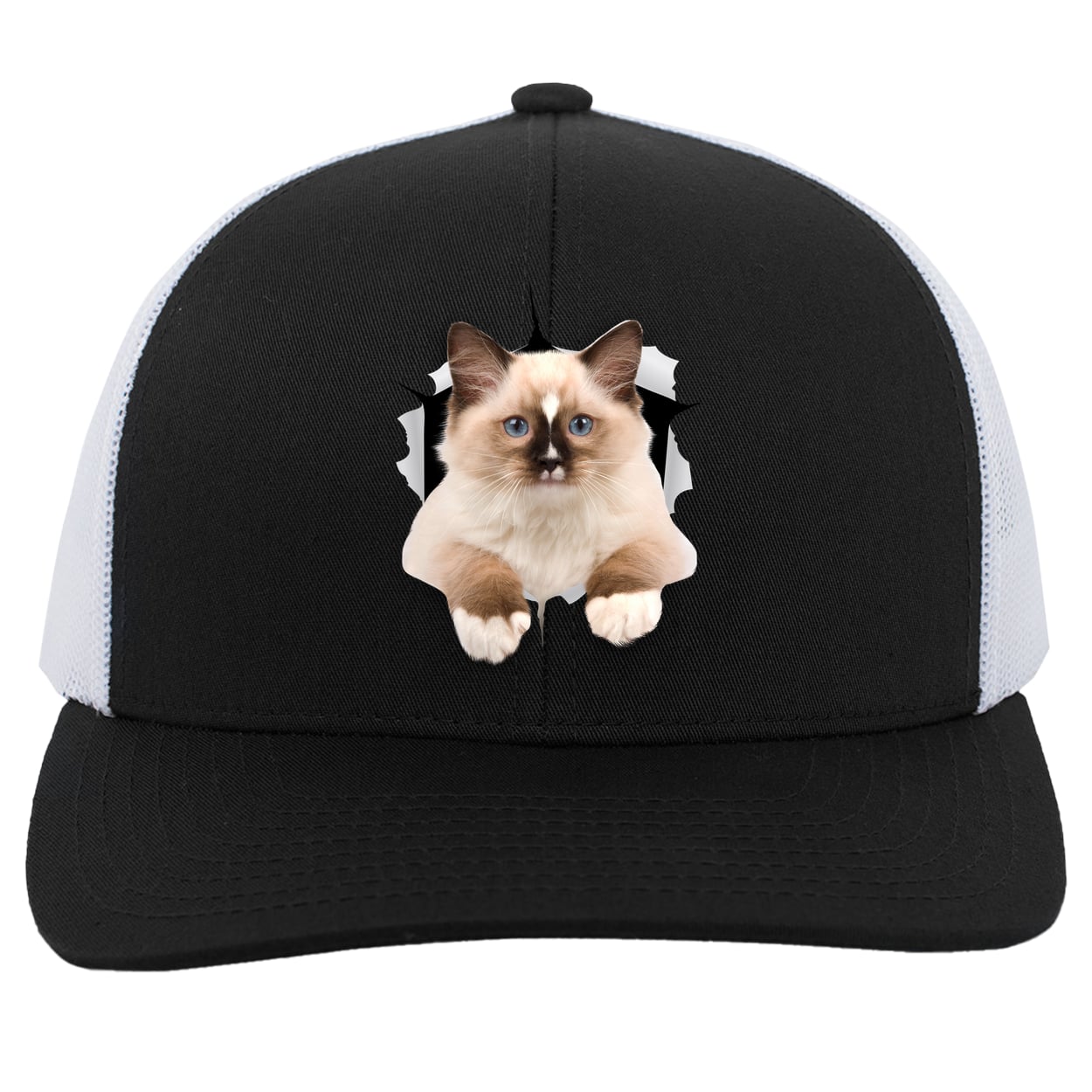 Ragdoll Cutie - Black/White 104C Trucker Snap Back