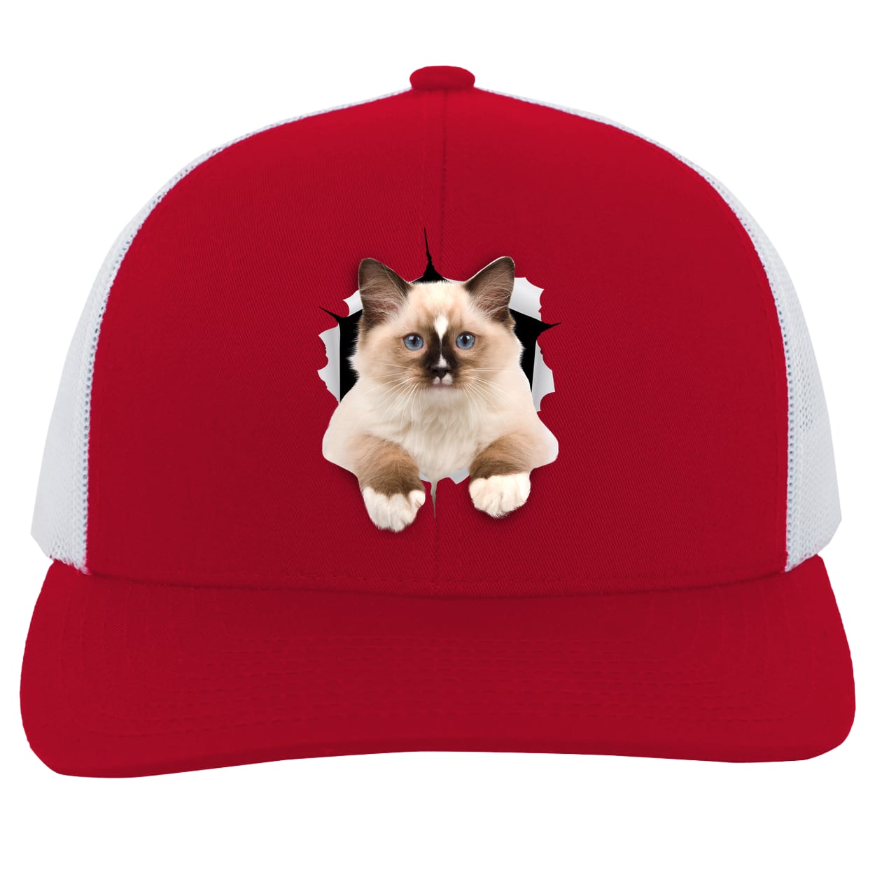Ragdoll Cutie - Red/White 104C Trucker Snap Back