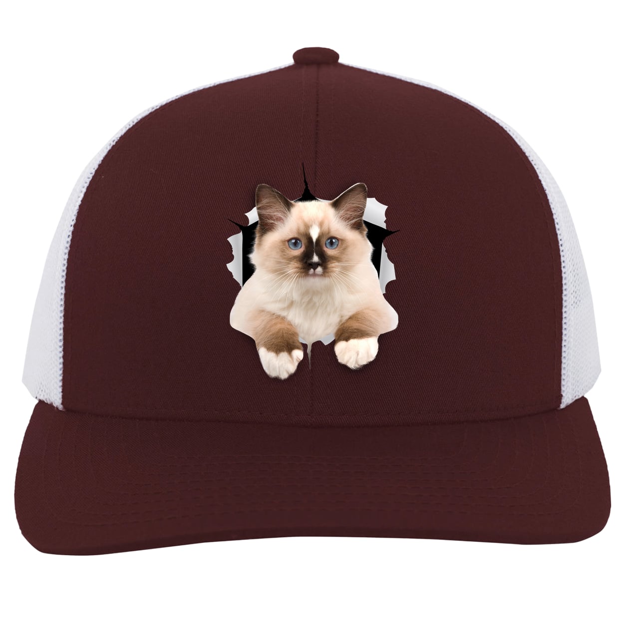 Ragdoll Cutie - Maroon/White 104C Trucker Snap Back