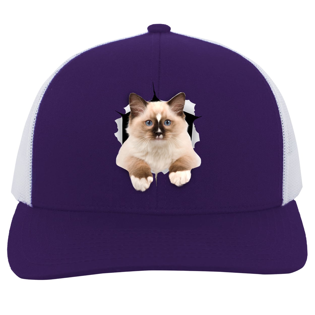 Ragdoll Cutie - Purple/White 104C Trucker Snap Back