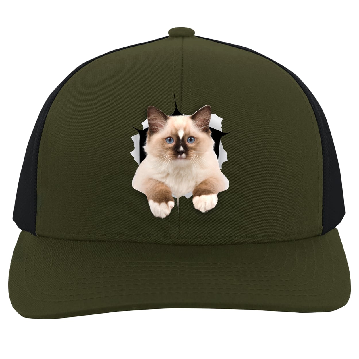 Ragdoll Cutie - Moss/Charcoal 104C Trucker Snap Back