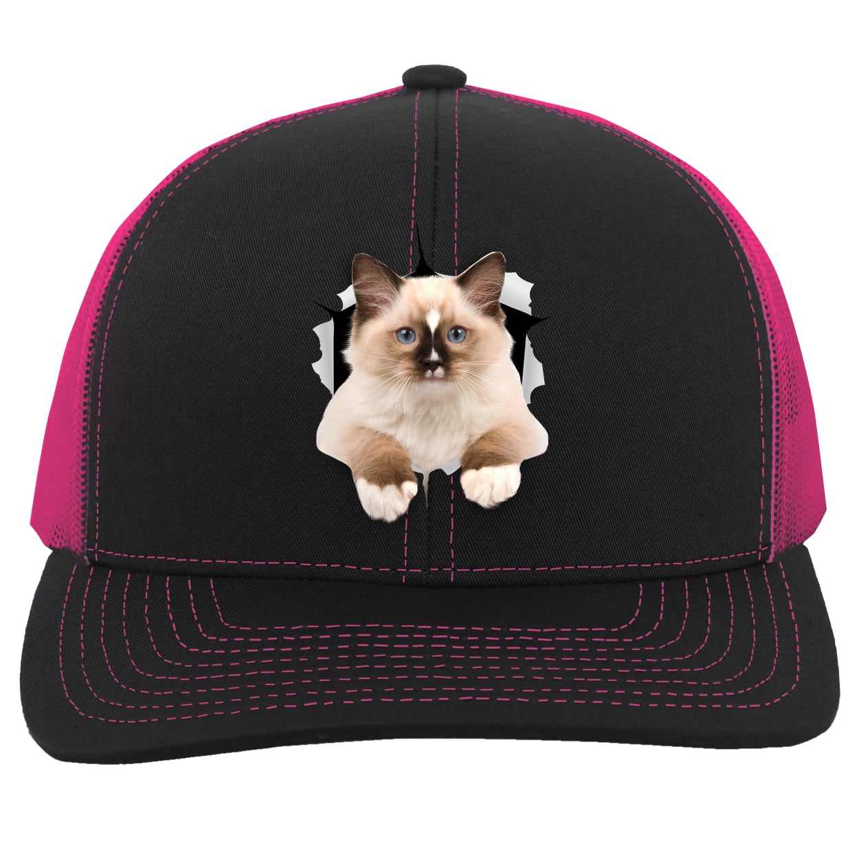 Ragdoll Cutie - Black/Pink 104C Trucker Snap Back