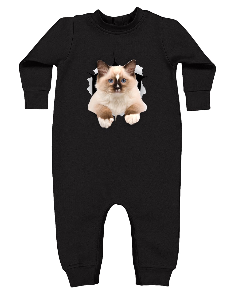 Ragdoll Cutie - Black 4447 Rabbit Skins Infant Fleece One-Piece Bodysuit