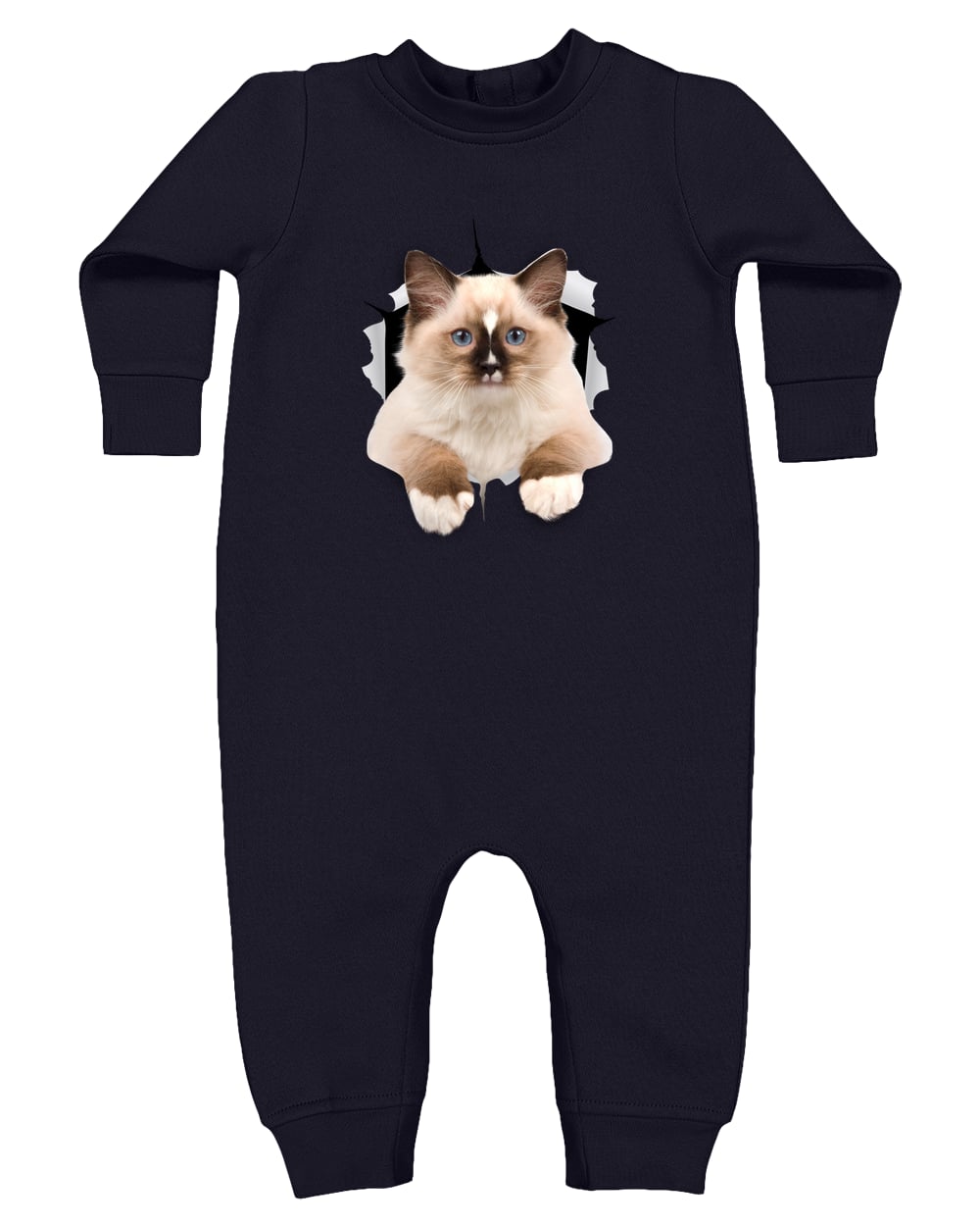 Ragdoll Cutie - Navy 4447 Rabbit Skins Infant Fleece One-Piece Bodysuit