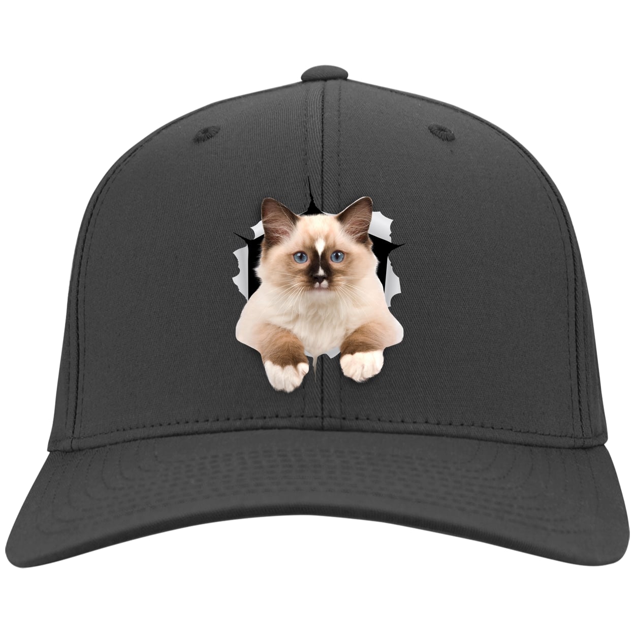 Ragdoll Cutie - Charcoal CP80 Port & Company Twill Cap