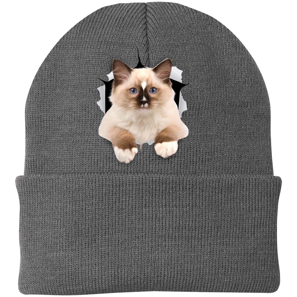 Ragdoll Cutie - Athletic Oxford CP90 Port & Company Knit Beanie