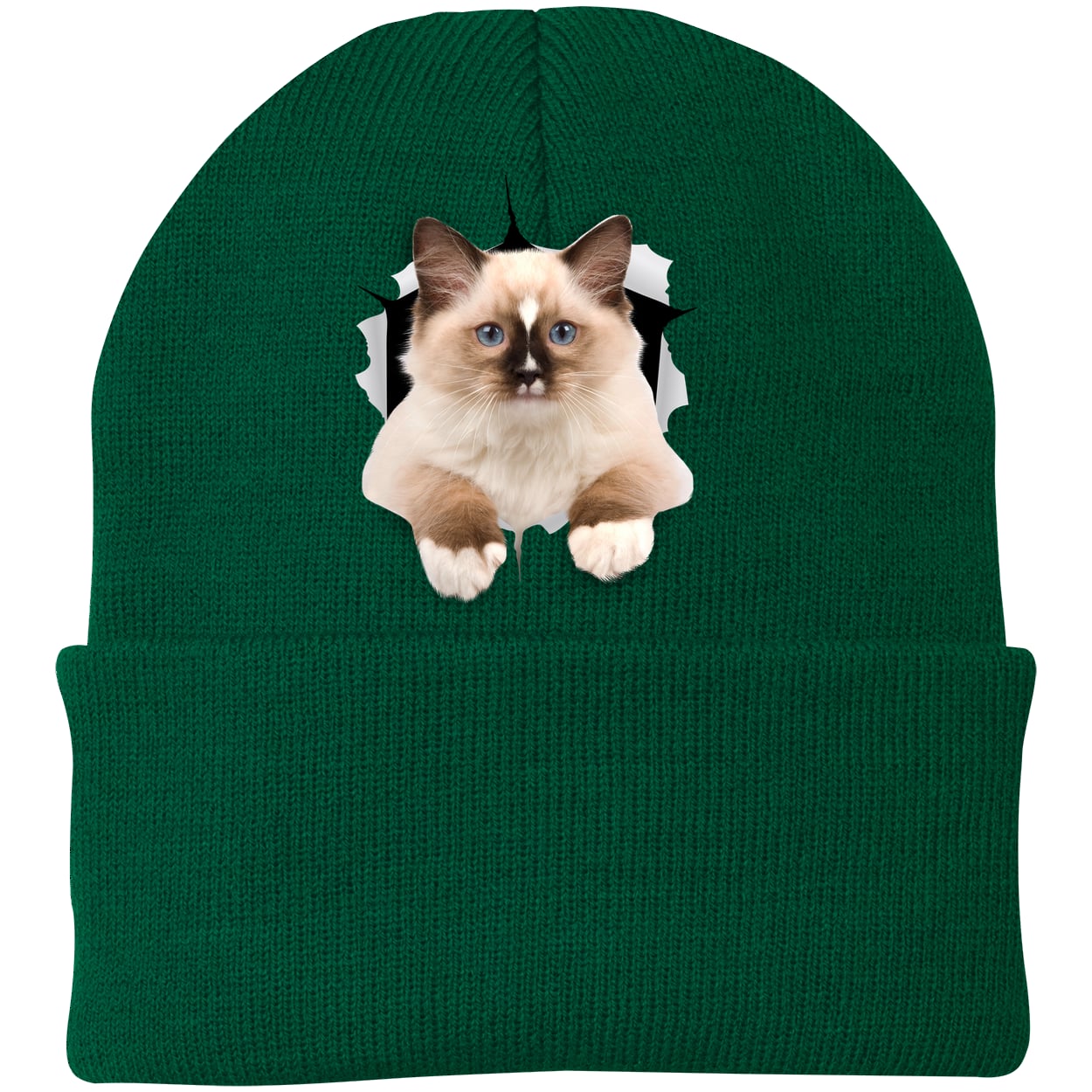 Ragdoll Cutie - Athletic Green CP90 Port & Company Knit Beanie