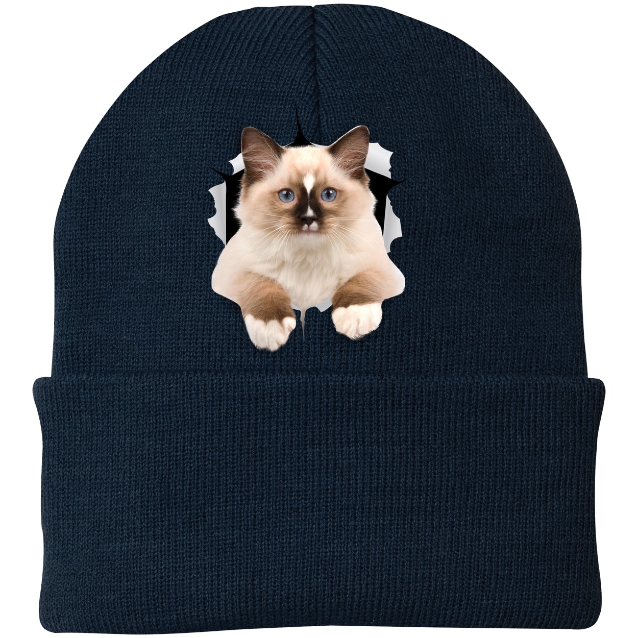 Ragdoll Cutie - Navy CP90 Port & Company Knit Beanie