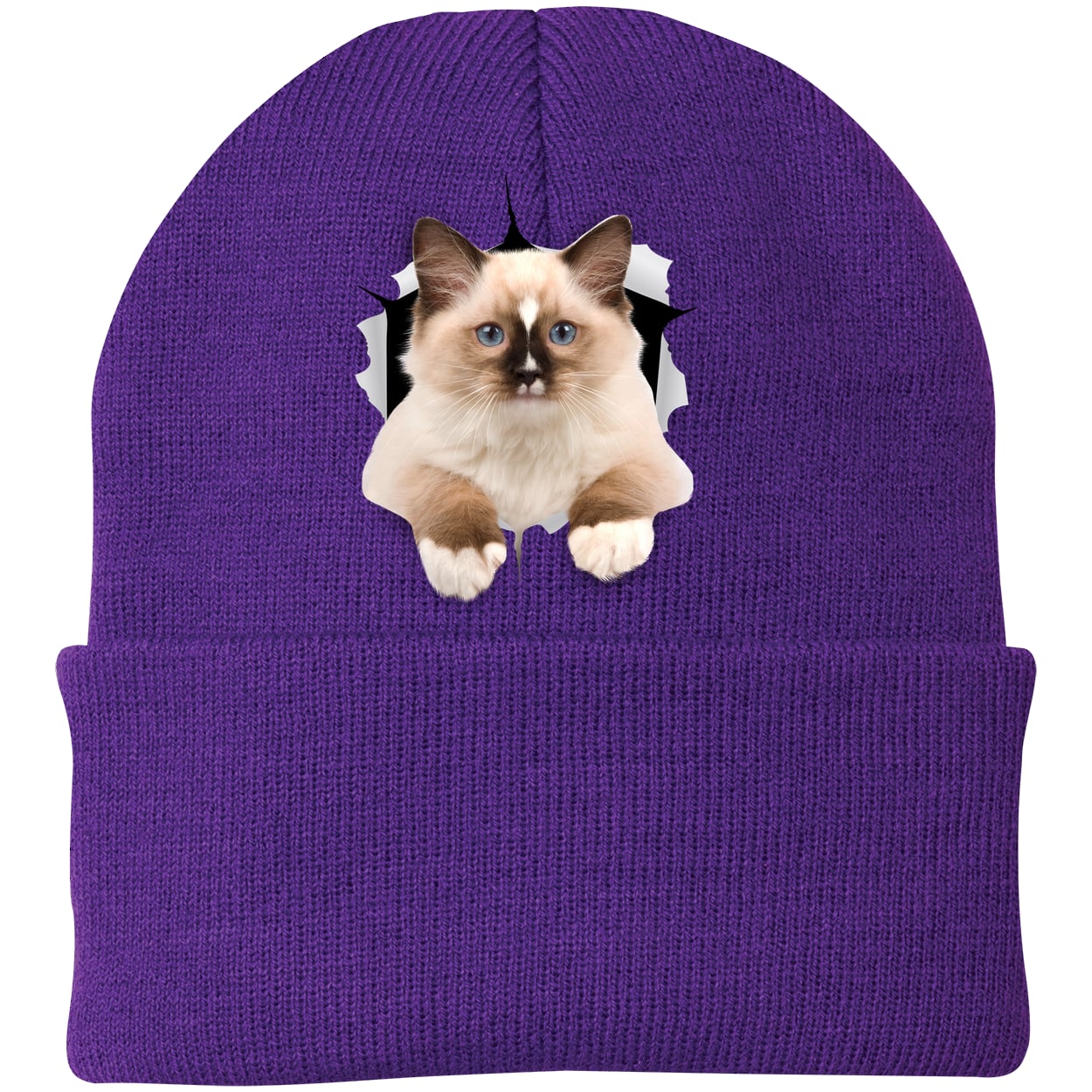 Ragdoll Cutie - Athletic Purple CP90 Port & Company Knit Beanie