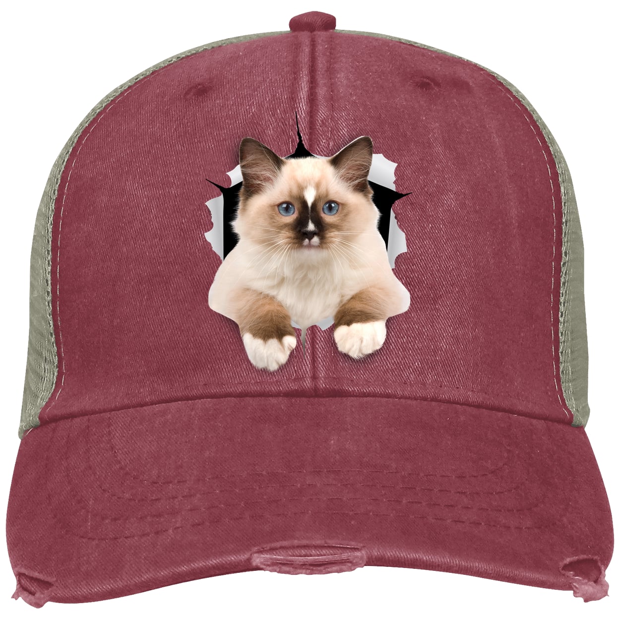 Ragdoll Cutie - Nautical Red OL102 Adams Distressed Ollie Cap