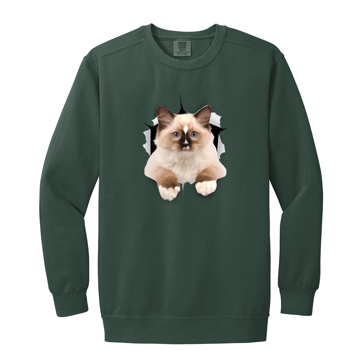 Ragdoll Cutie - Blue Spruce 1566 Garment-Dyed Adult Crewneck Sweatshirt