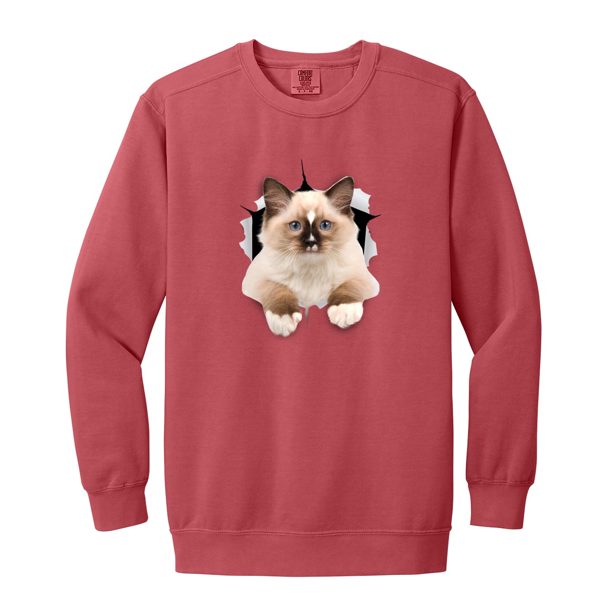 Ragdoll Cutie - Crimson 1566 Garment-Dyed Adult Crewneck Sweatshirt