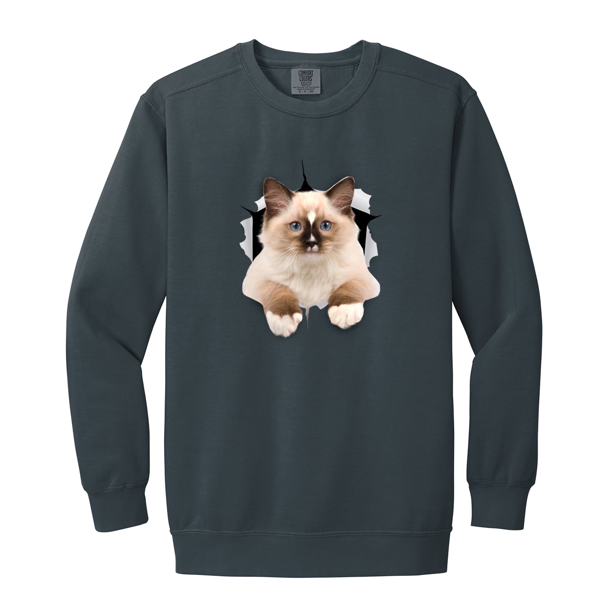 Ragdoll Cutie - Denim 1566 Garment-Dyed Adult Crewneck Sweatshirt