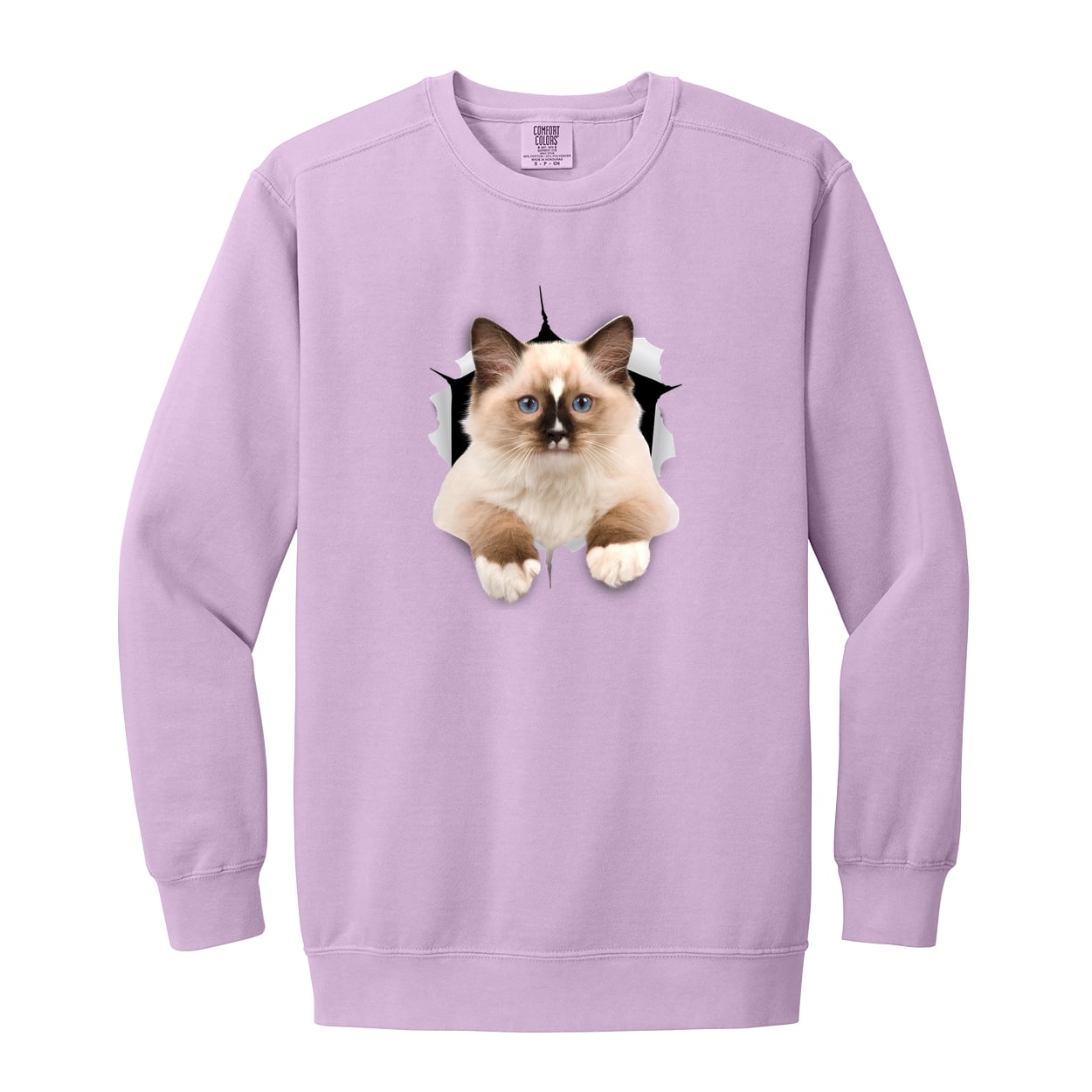 Ragdoll Cutie - Orchid 1566 Garment-Dyed Adult Crewneck Sweatshirt