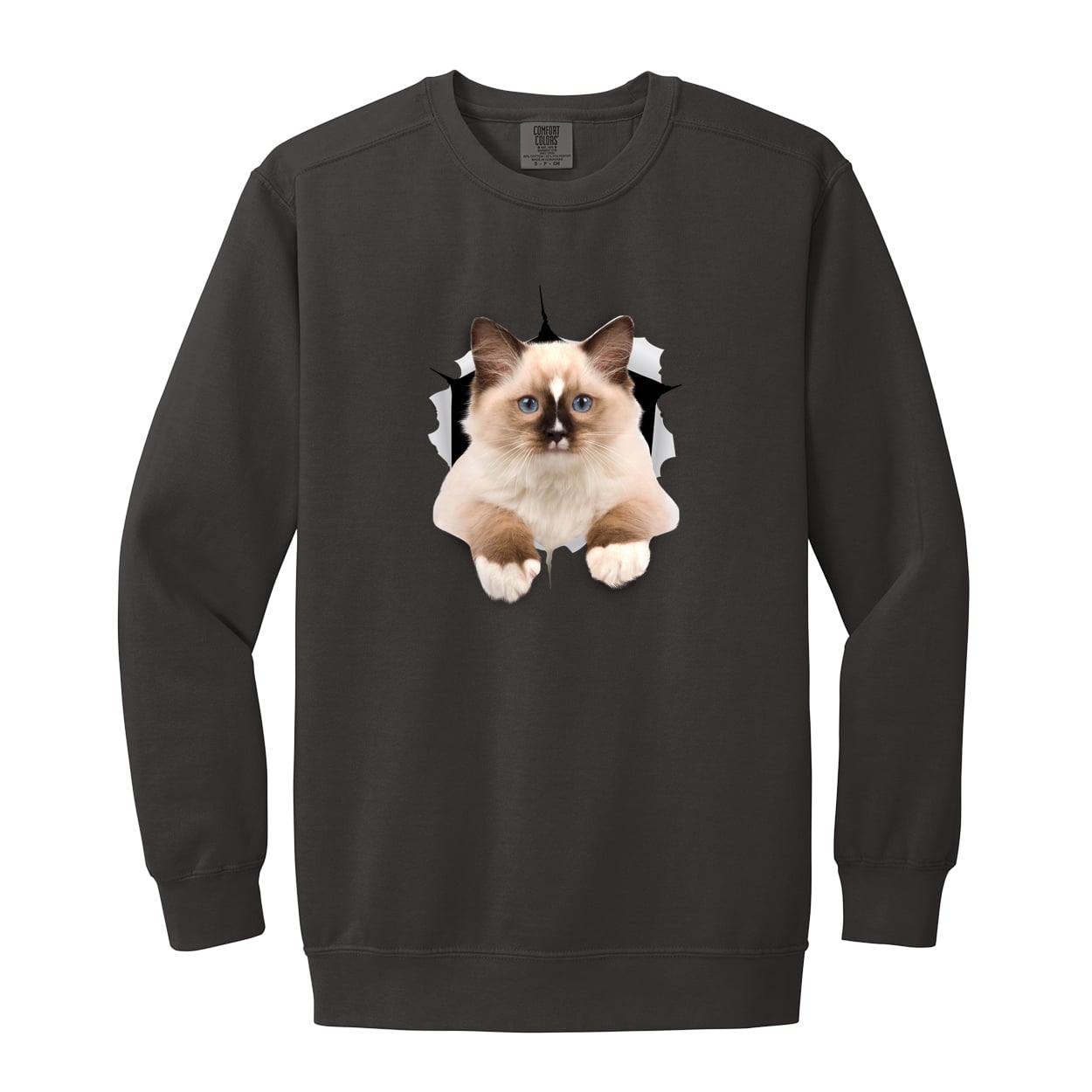 Ragdoll Cutie - Pepper 1566 Garment-Dyed Adult Crewneck Sweatshirt
