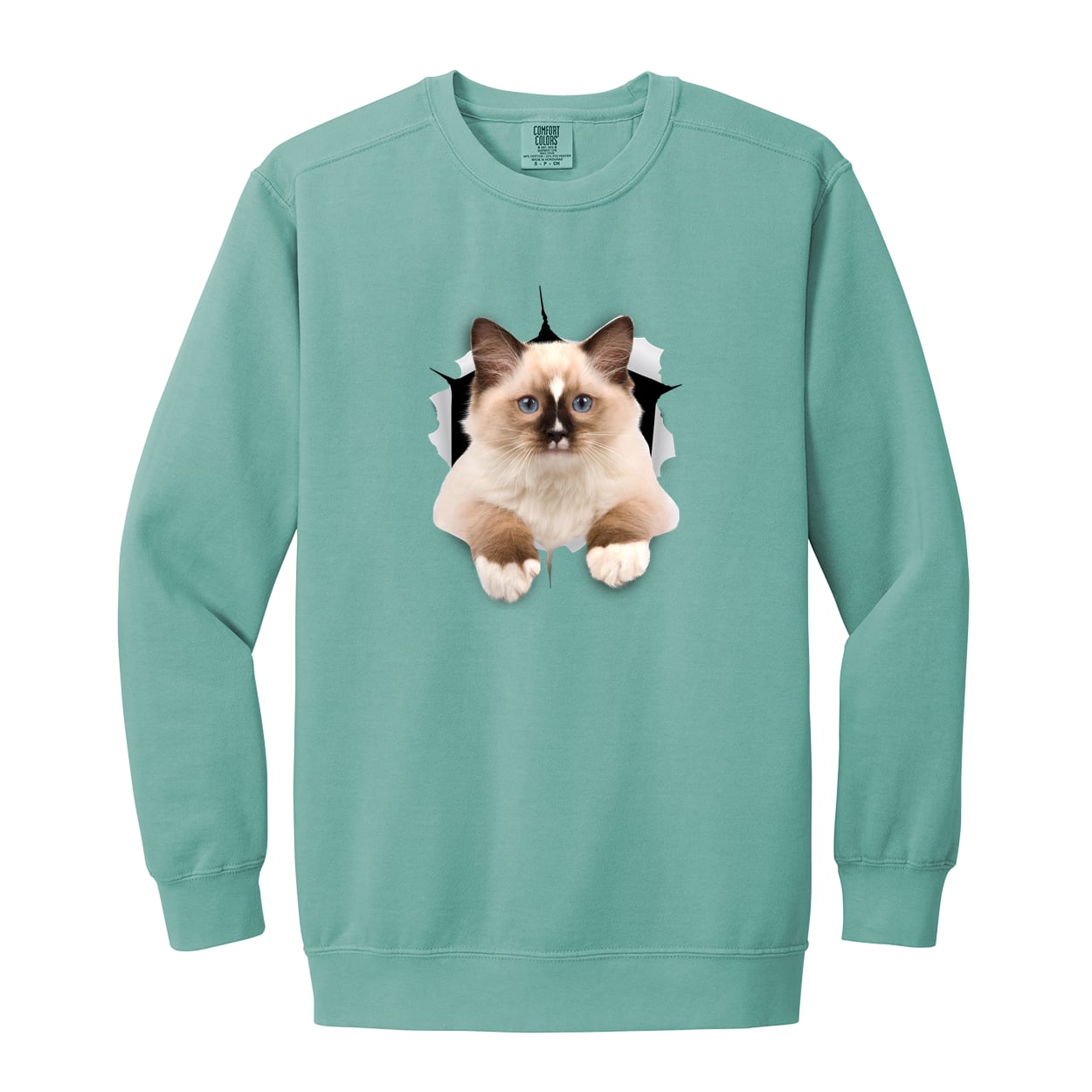 Ragdoll Cutie - Seafoam 1566 Garment-Dyed Adult Crewneck Sweatshirt