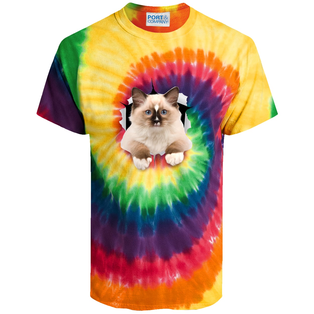 Ragdoll Cutie - Rainbow PC147 Port & Company Tie-Dye Tee