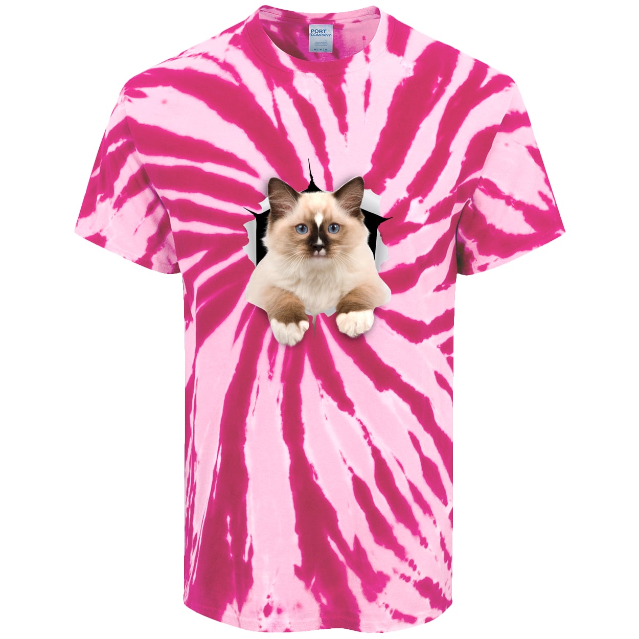 Ragdoll Cutie - Pink PC147 Port & Company Tie-Dye Tee
