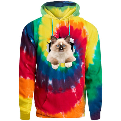 Ragdoll Cutie - Rainbow PC146 Port & Company Adult Tie-Dye Pullover Hoodie