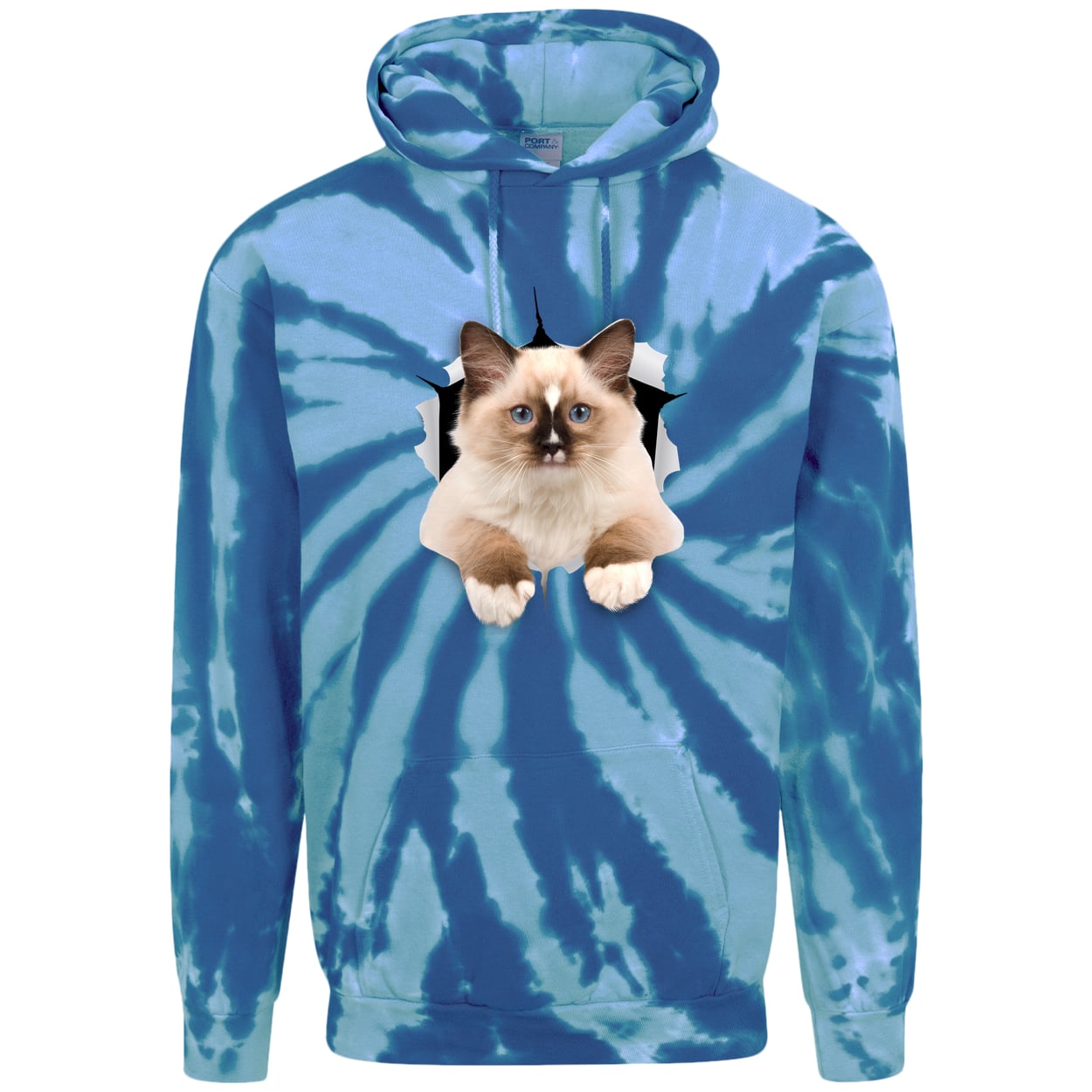 Ragdoll Cutie - Royal PC146 Port & Company Adult Tie-Dye Pullover Hoodie