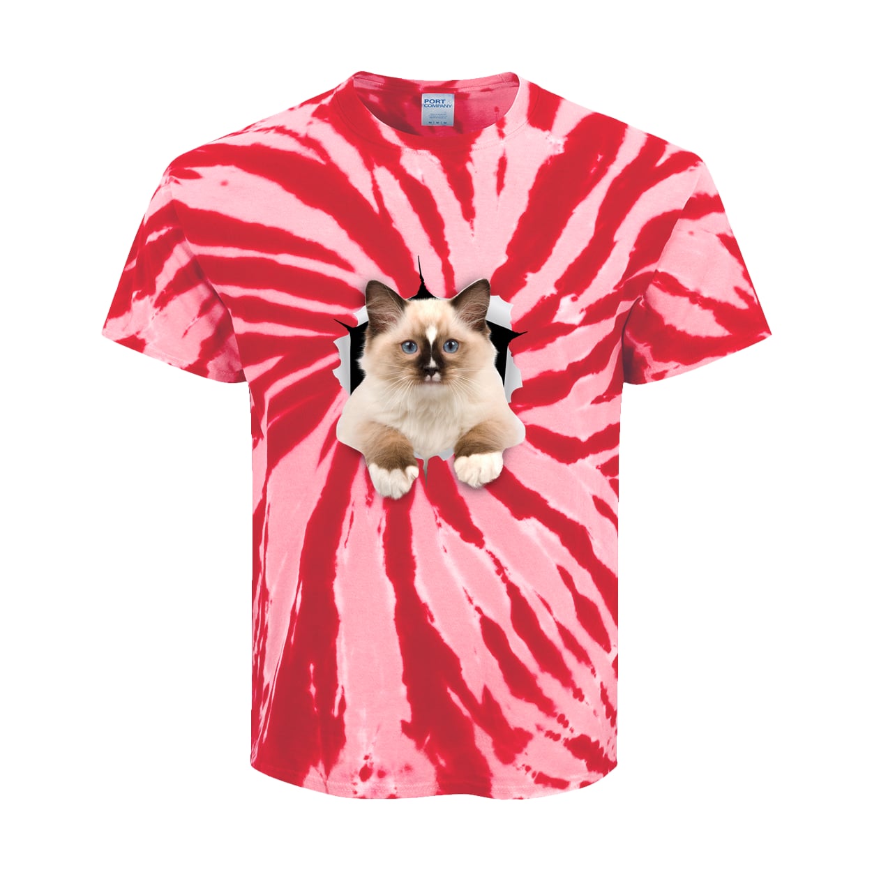 Ragdoll Cutie - Red PC147Y Port & Company Kids Tie-Dye Tee