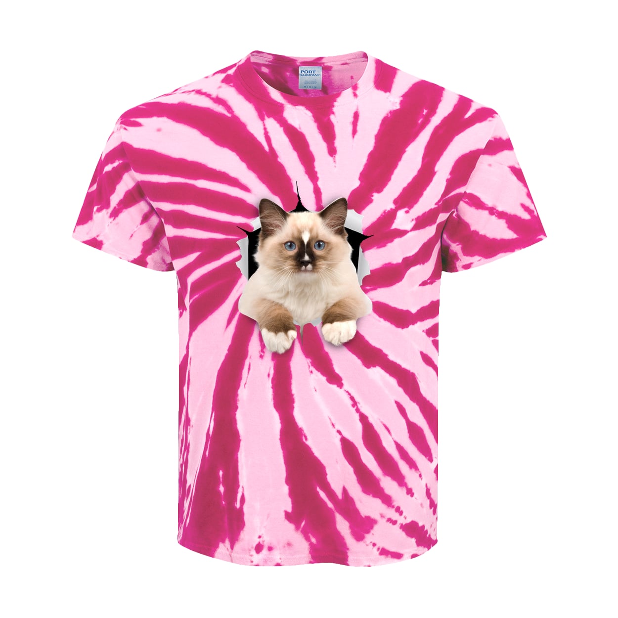 Ragdoll Cutie - Pink PC147Y Port & Company Kids Tie-Dye Tee