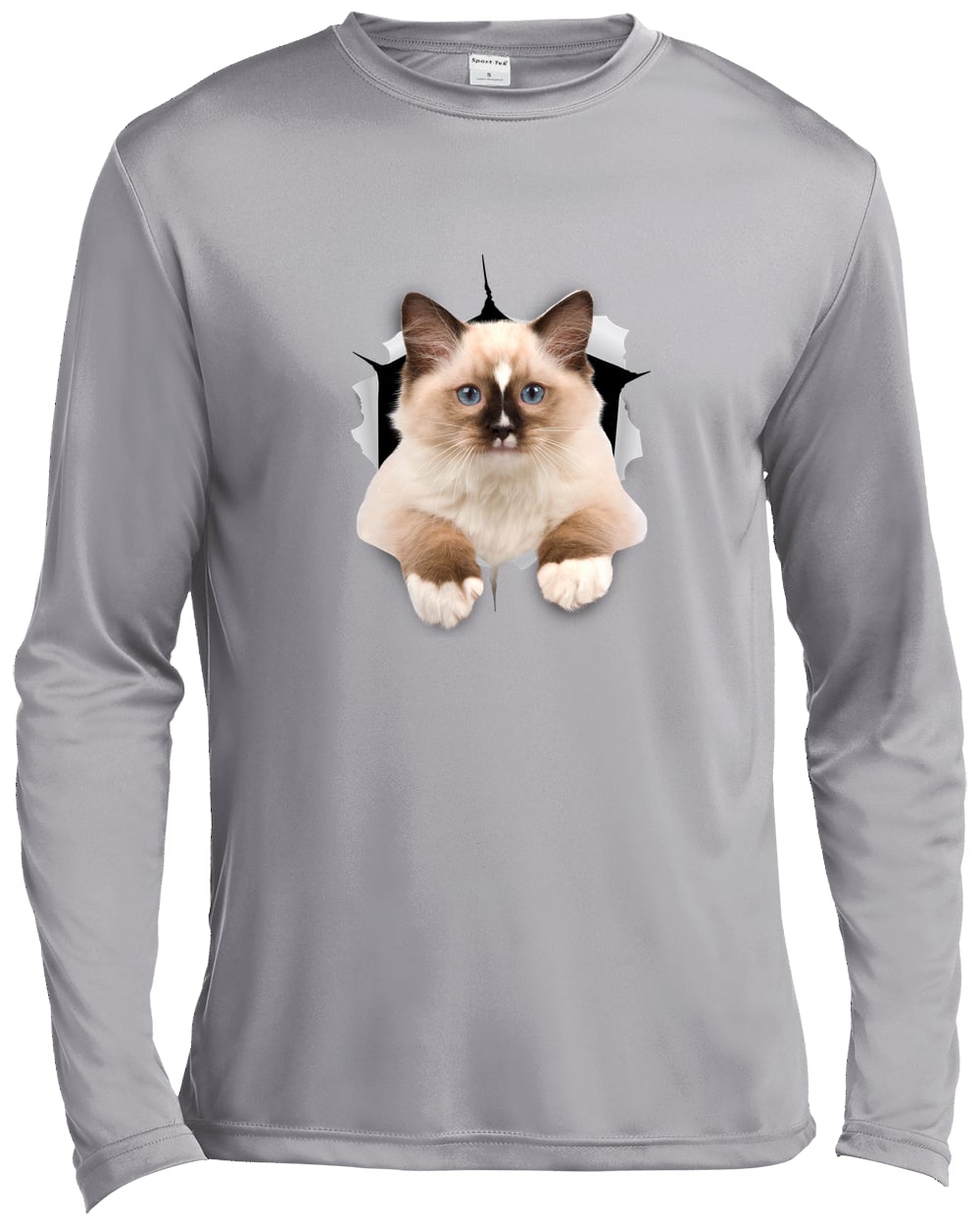 Ragdoll Cutie - Silver ST350LS Sport-Tek Long Sleeve Performance Tee