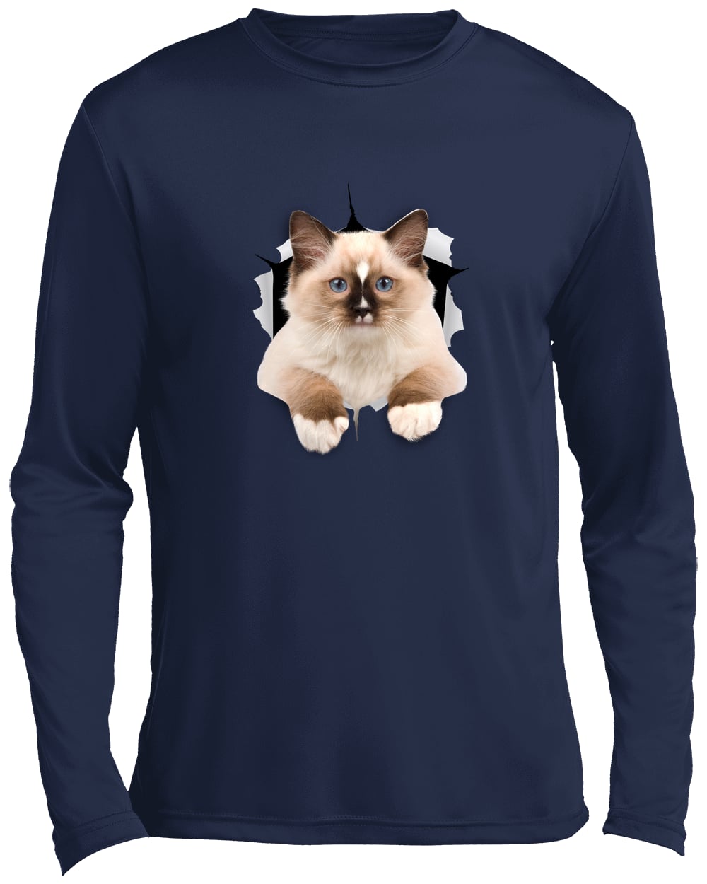 Ragdoll Cutie - True Navy ST350LS Sport-Tek Long Sleeve Performance Tee