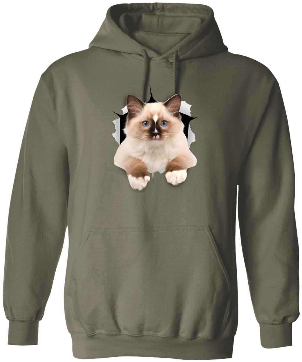 Ragdoll Cutie - Military Green G185 Gildan Pullover Hoodie