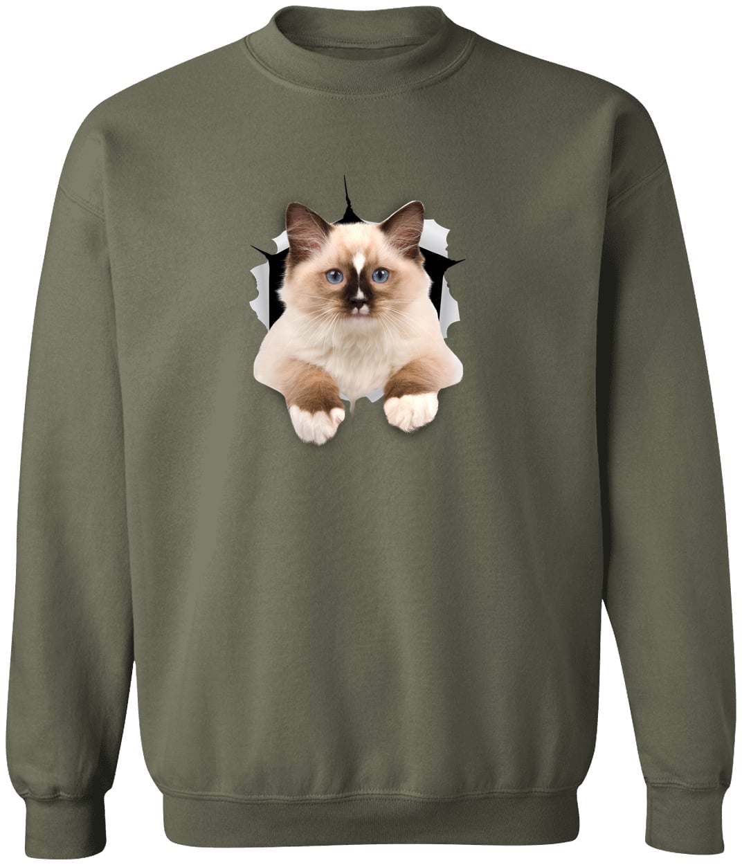 Ragdoll Cutie - Military Green G180 Gildan Crewneck Pullover Sweatshirt