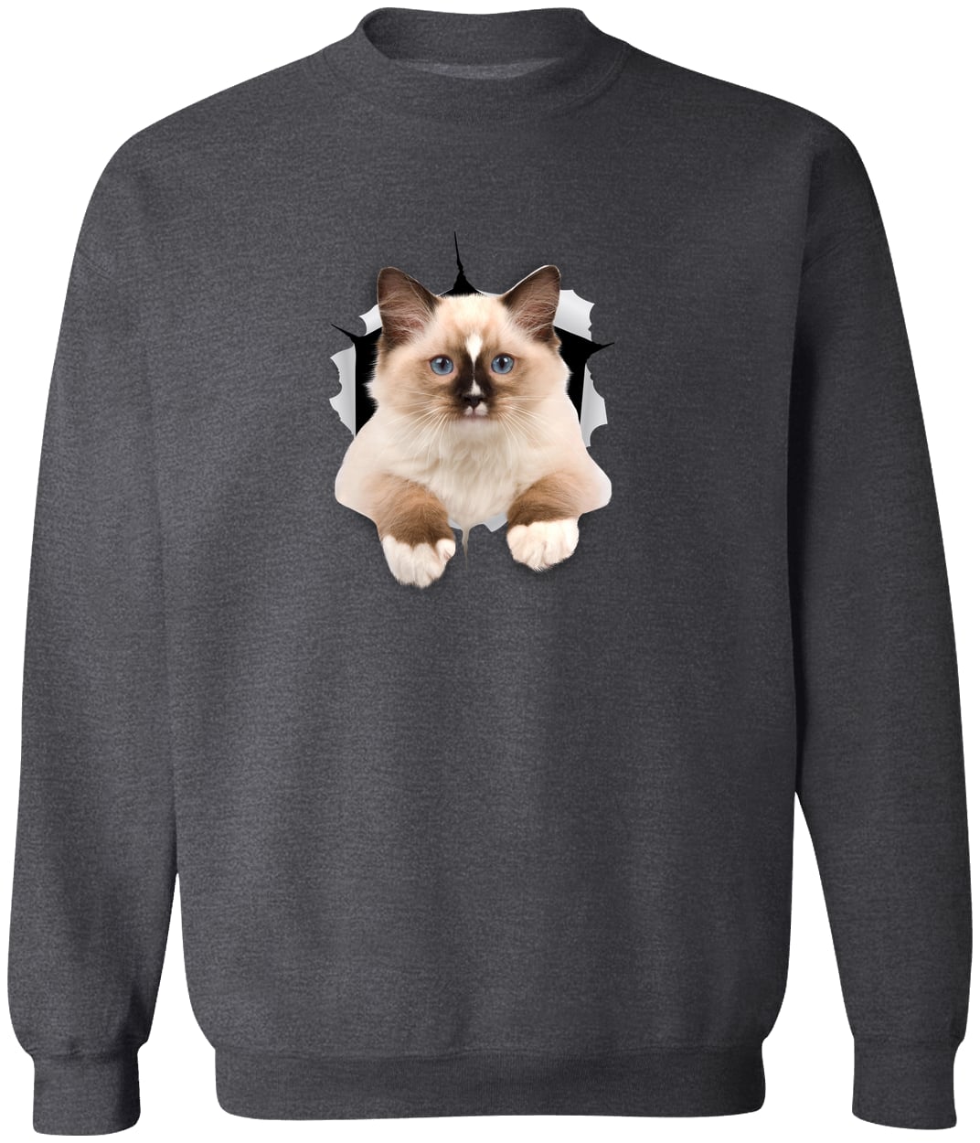 Ragdoll Cutie - Dark Heather G180 Gildan Crewneck Pullover Sweatshirt