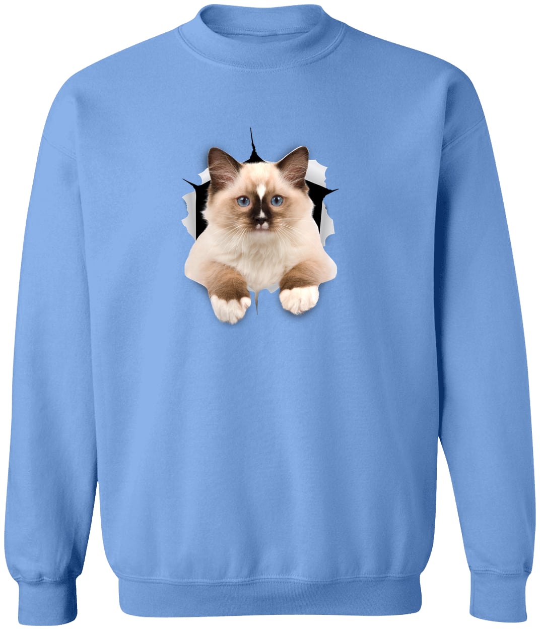Ragdoll Cutie - Carolina Blue G180 Gildan Crewneck Pullover Sweatshirt