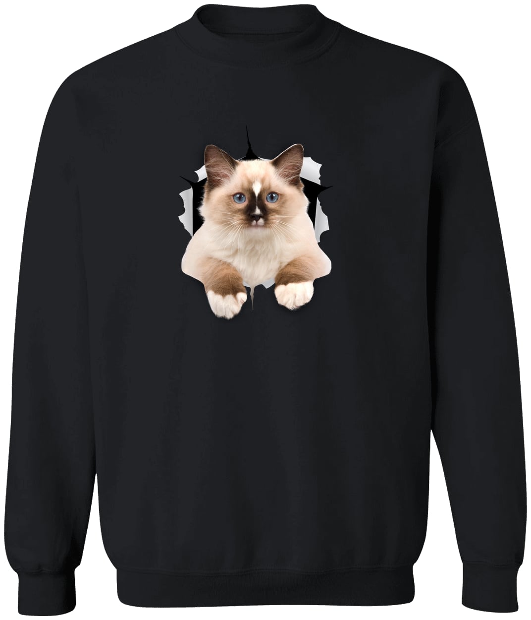 Ragdoll Cutie - Black G180 Gildan Crewneck Pullover Sweatshirt