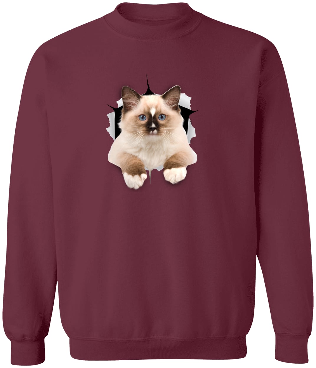Ragdoll Cutie - Maroon G180 Gildan Crewneck Pullover Sweatshirt