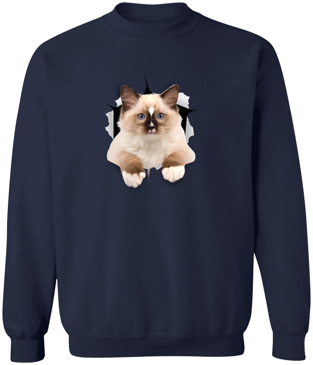 Ragdoll Cutie - Navy G180 Gildan Crewneck Pullover Sweatshirt