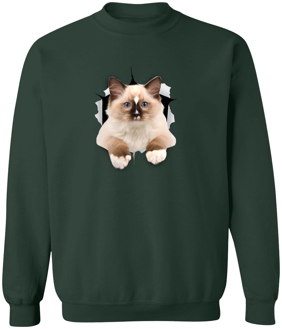 Ragdoll Cutie - Forest Green G180 Gildan Crewneck Pullover Sweatshirt