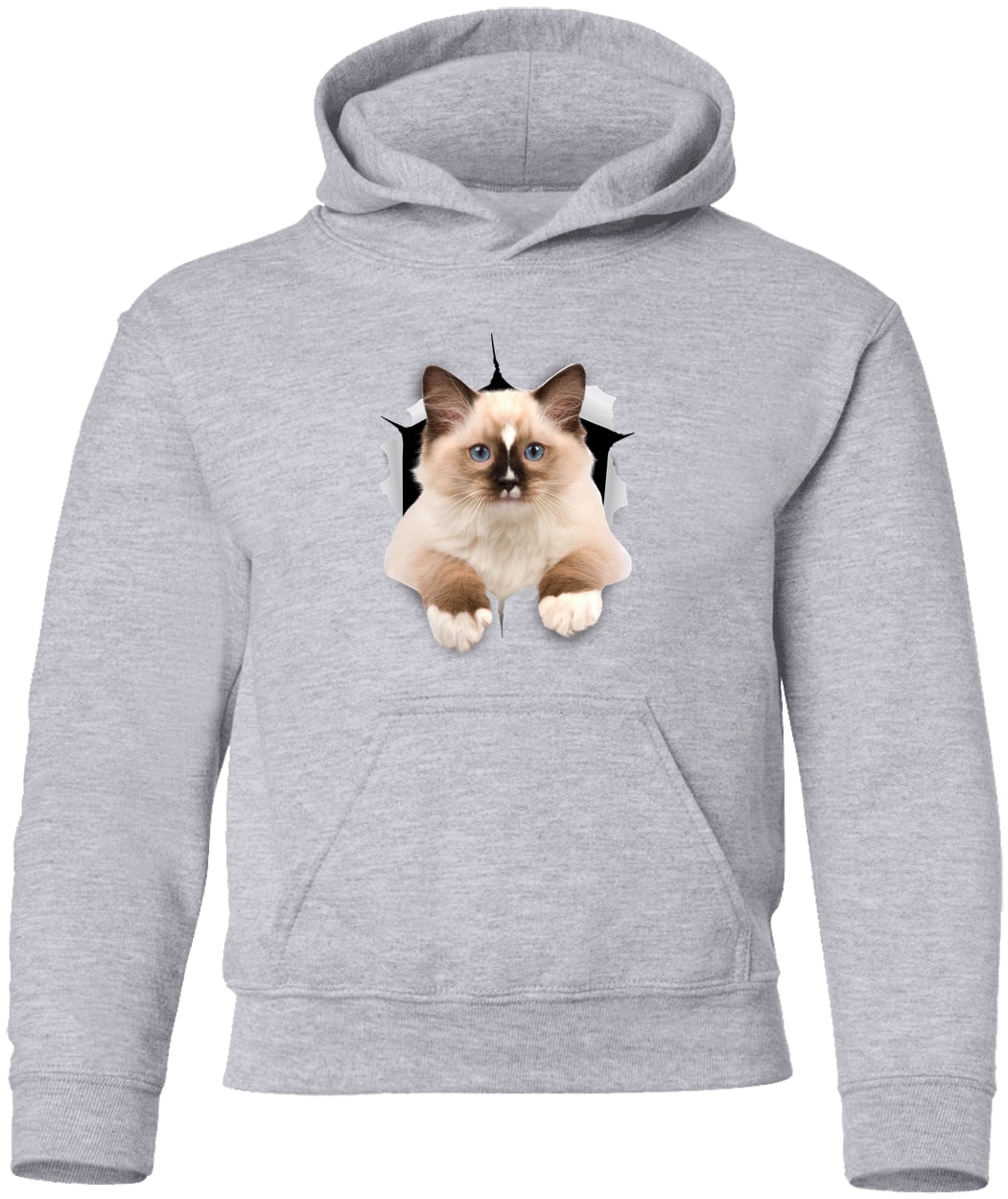 Ragdoll Cutie - Sport Grey G185B Gildan Youth Pullover Hoodie