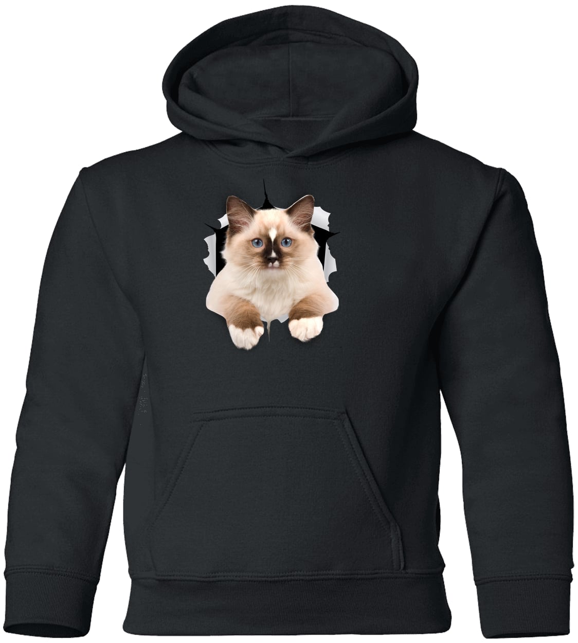 Ragdoll Cutie - Black G185B Gildan Youth Pullover Hoodie
