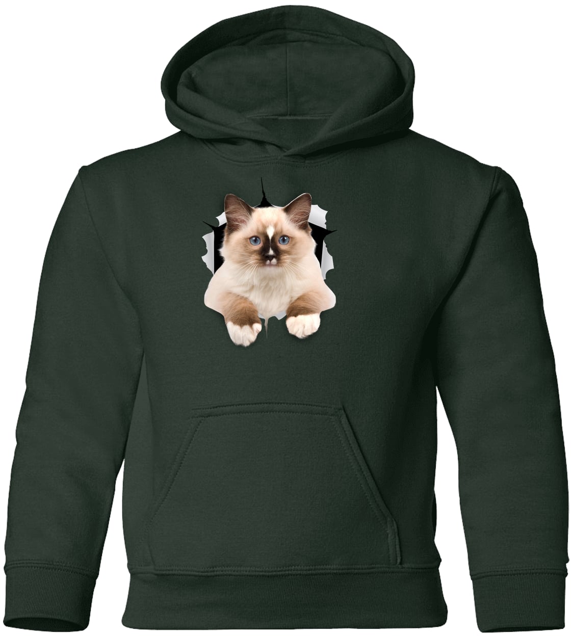 Ragdoll Cutie - Forest Green G185B Gildan Youth Pullover Hoodie