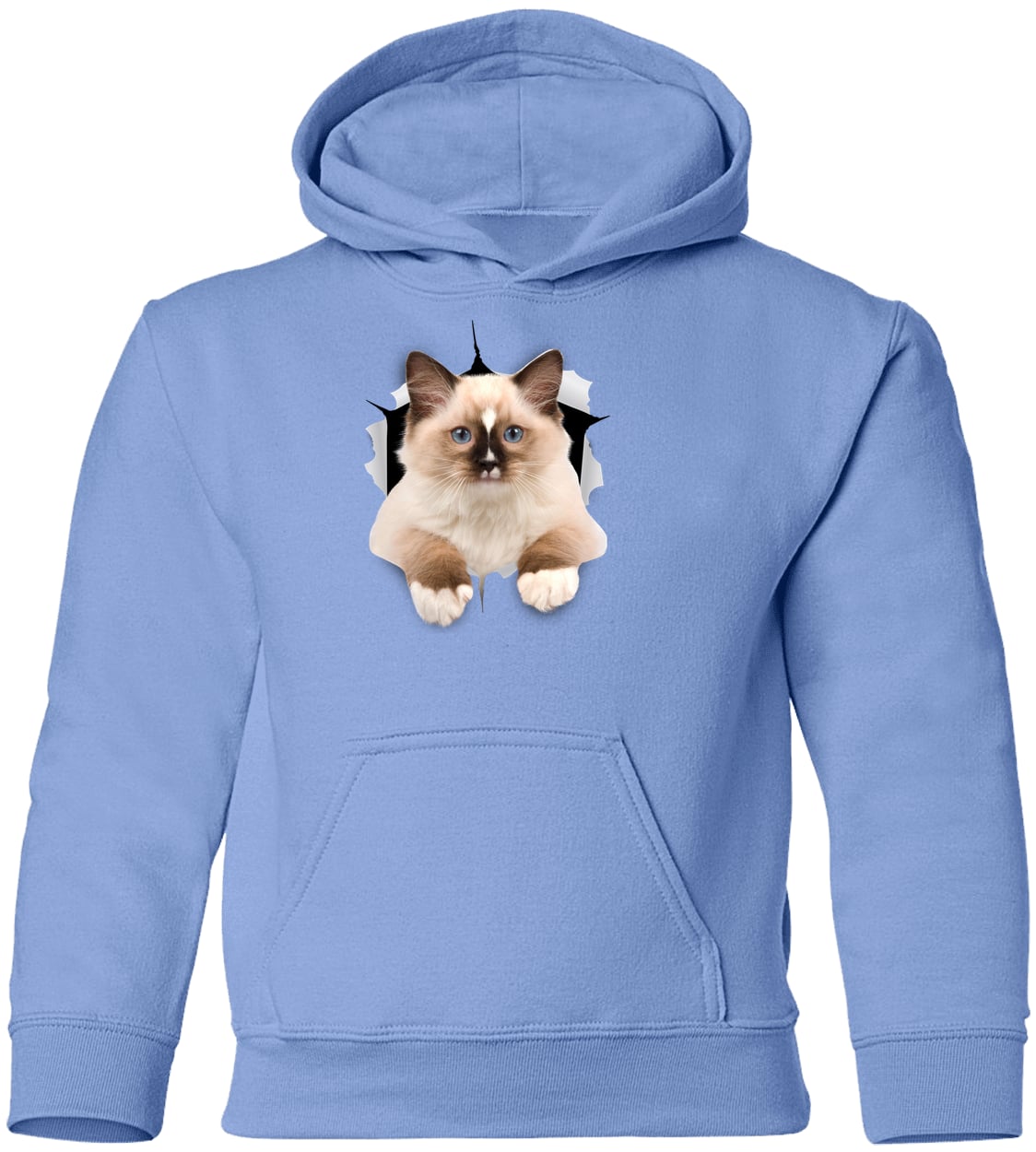 Ragdoll Cutie - Carolina Blue G185B Gildan Youth Pullover Hoodie