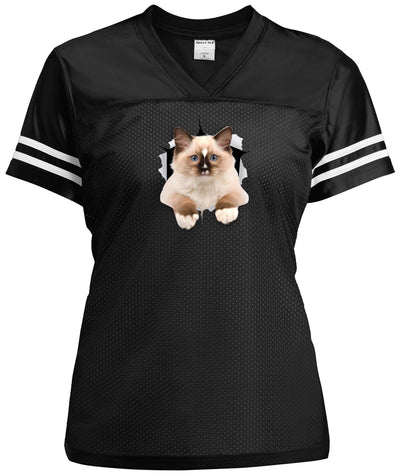 Ragdoll Cutie - Black/White LST307 Sport-Tek Ladies' Replica Jersey