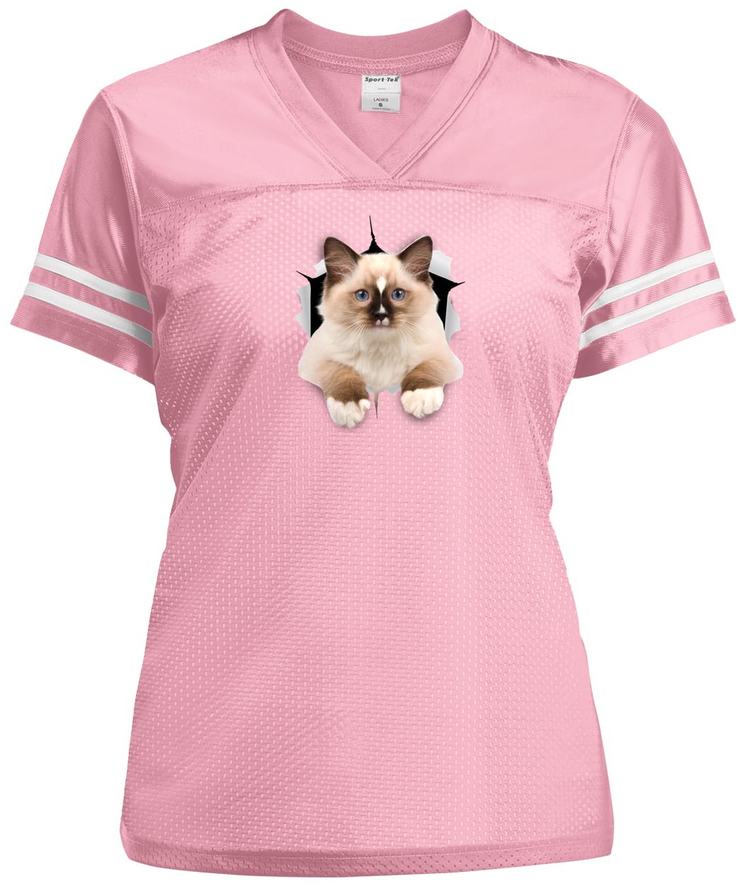 Ragdoll Cutie - Light Pink/White LST307 Sport-Tek Ladies' Replica Jersey