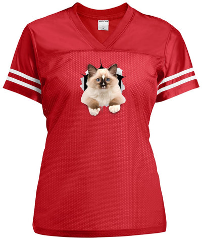 Ragdoll Cutie - True Red/White LST307 Sport-Tek Ladies' Replica Jersey