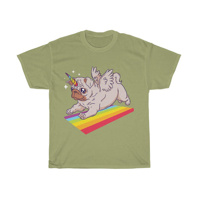 Pug Unicorn Playing - Unisex Heavy Cotton Tee